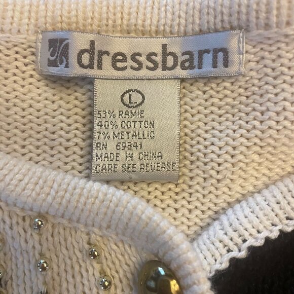 Dress Barn Vintage 90s sweater Large color block beaded knit cardigan - Picture 6 of 6